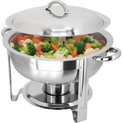5.3 Quart Round Stainless Steel Chafing Dish Buffet Set, Food Warmer With Lid & Stand For Catering & Events