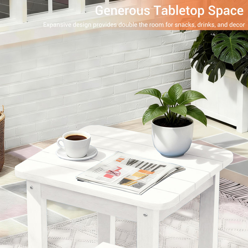 Table d'appoint rectangulaire pour l'extérieur, table d'appoint pour patio à 2 niveaux en PEHD, petite table de bout Adirondack pour la pelouse du jardin