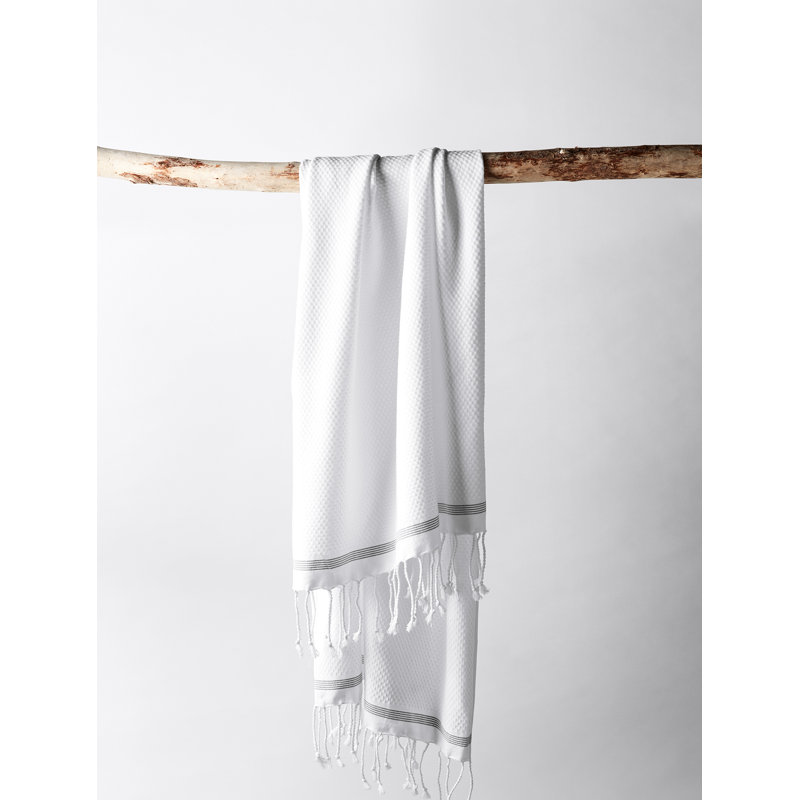 Serviette de bain méditerranéenne biologique, Blanc alpin / ardoise, Drap de bain