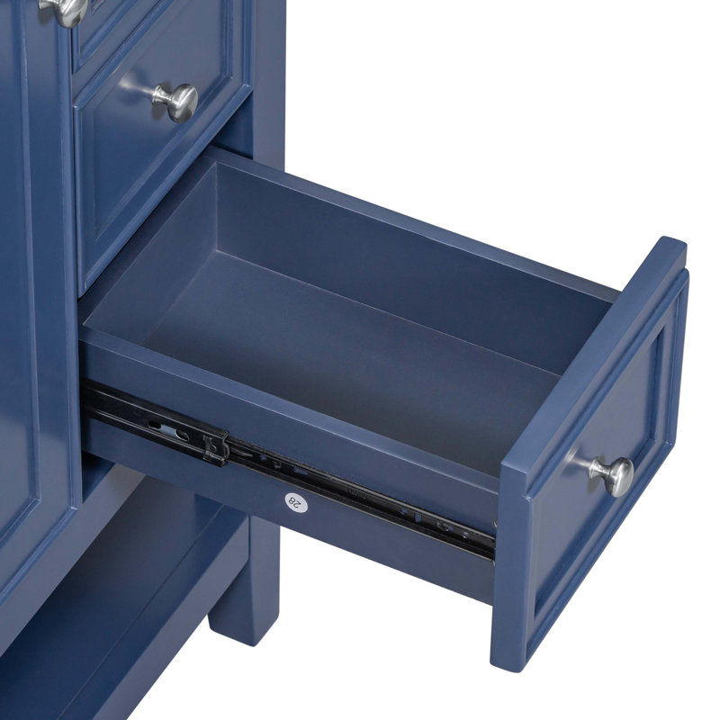 36" Blue Painted Freestanding Bathroom Vanity Cabinet with Drawers