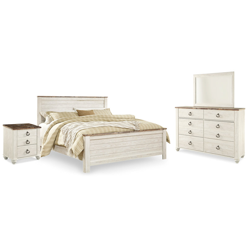 Willowton Panel Bed, Dresser, Mirror, and Nightstand, Queen
