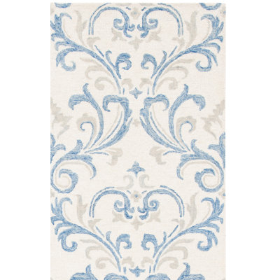 Tapis damassé en laine touffeté à la main Aashu