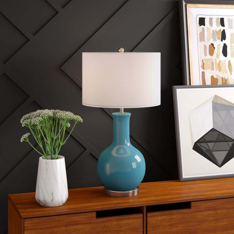 Amirjon Ceramic Table Lamp, French Blue