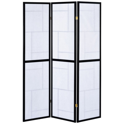 3 Room Divider Black Screen Folding, Clean And Timeless Appearance, Lightweight Panels For Privacy Soft Lighting, Rubberwood Strong Decor - Adaptable Build Diffused Compatible