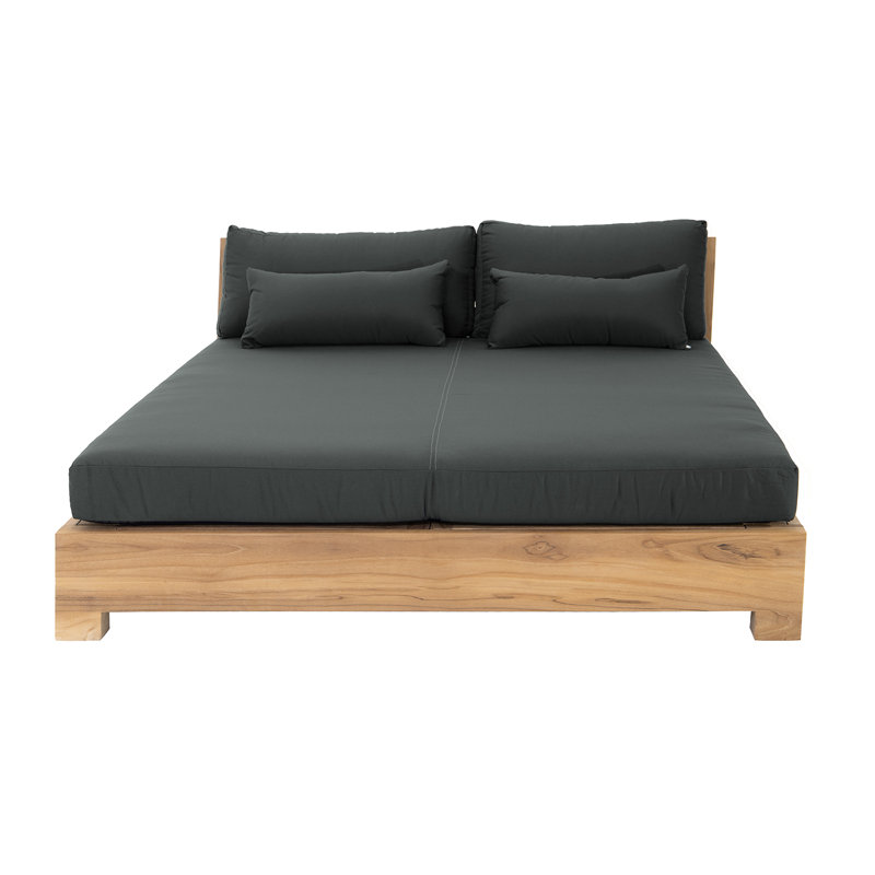 Monterey Teak Outdoor Daybed Lounger, Coal