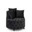 Fauteuil pivotant en velours moderne avec capitonnage à boutons et roues mobiles, noir
