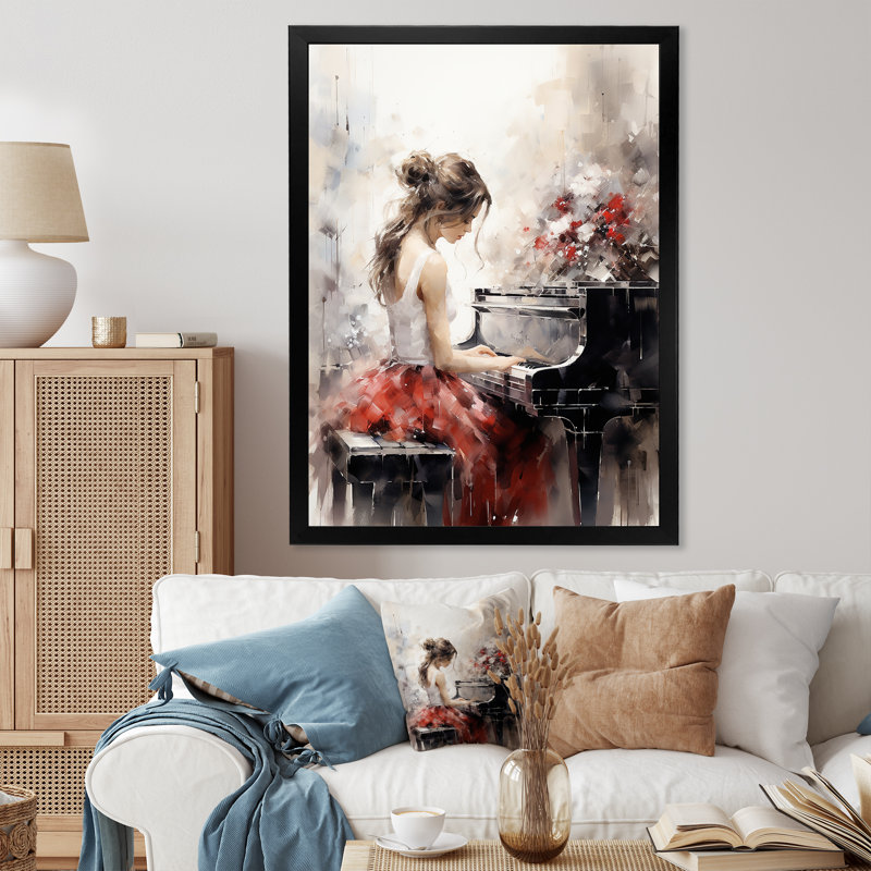 Aristarkh Beige Red Music Piano Harmony II, Cadre photo noir, H 32 po x l 24 po x P 1 po
