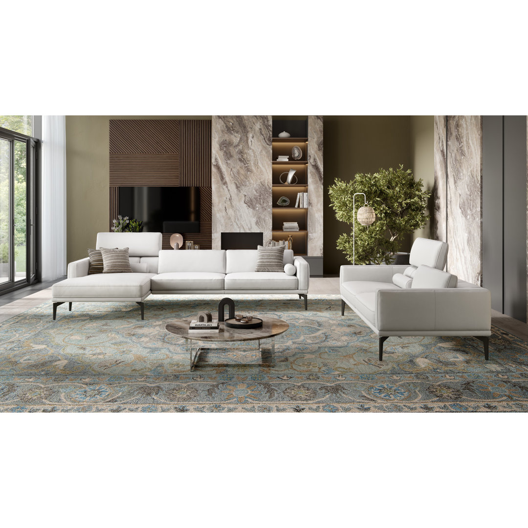 Perspections Leder Ecksofa Czupka Creme Rechts mit Funktionen