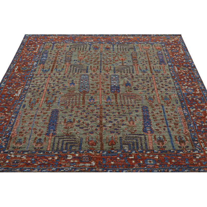 Burano Hand Knotted Wool Floral Area Rug, Runner 3' x 8'