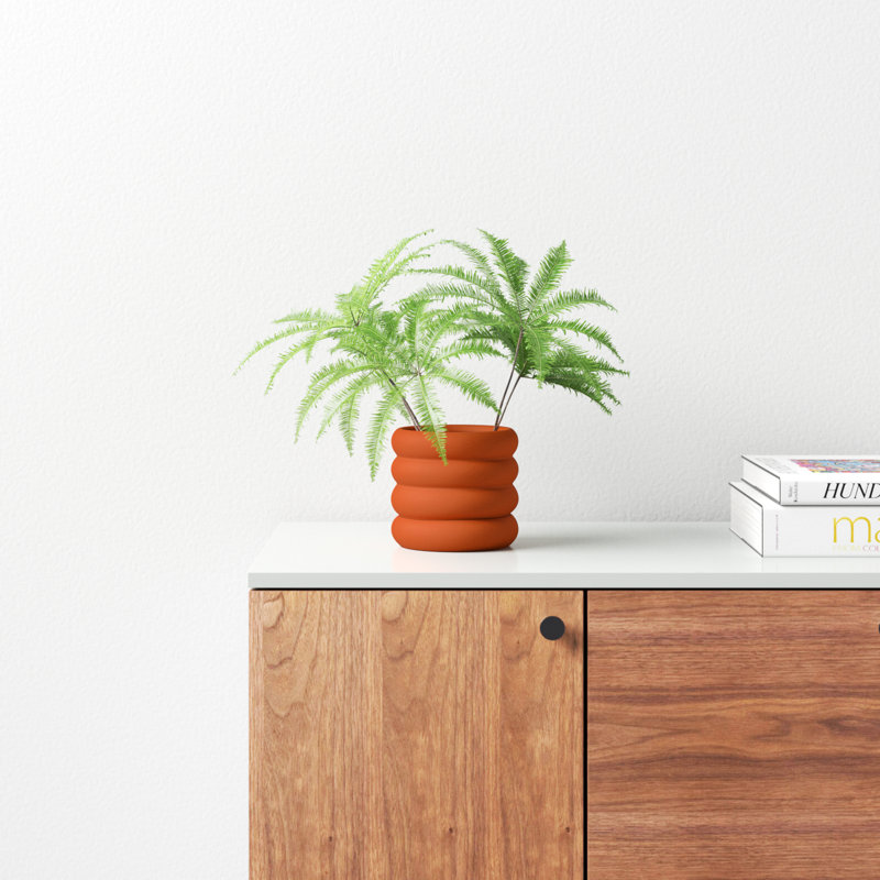 Handmade Ceramic Pot Planter, Beige, 5" H x 5.3" W x 5.3" D