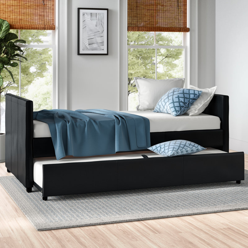Lit de jour simple avec couchette Perley, Noir