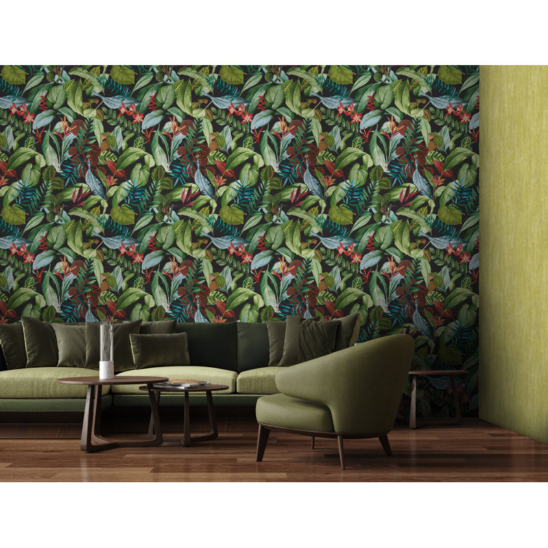 Auhert Kiribati Floral Inspired 8.5 m x 70cm Wallpaper Rol, Pineapple