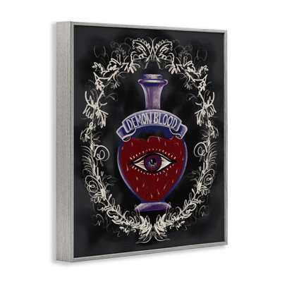 Demon, pot de sang encadré, estampe numérique, conception par Connie Summers