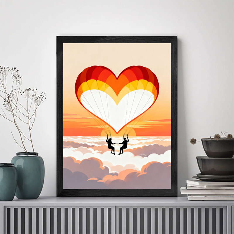 Art encadré noir, montgolfière rétro, impressions de style rétro, H 37 po x l 25 po