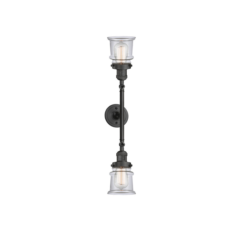 Éclairage pour salle de bain 2 lumières Alexandira, Bronze huilé, Transparent, Ampoule incandescente rétro de 60 watts