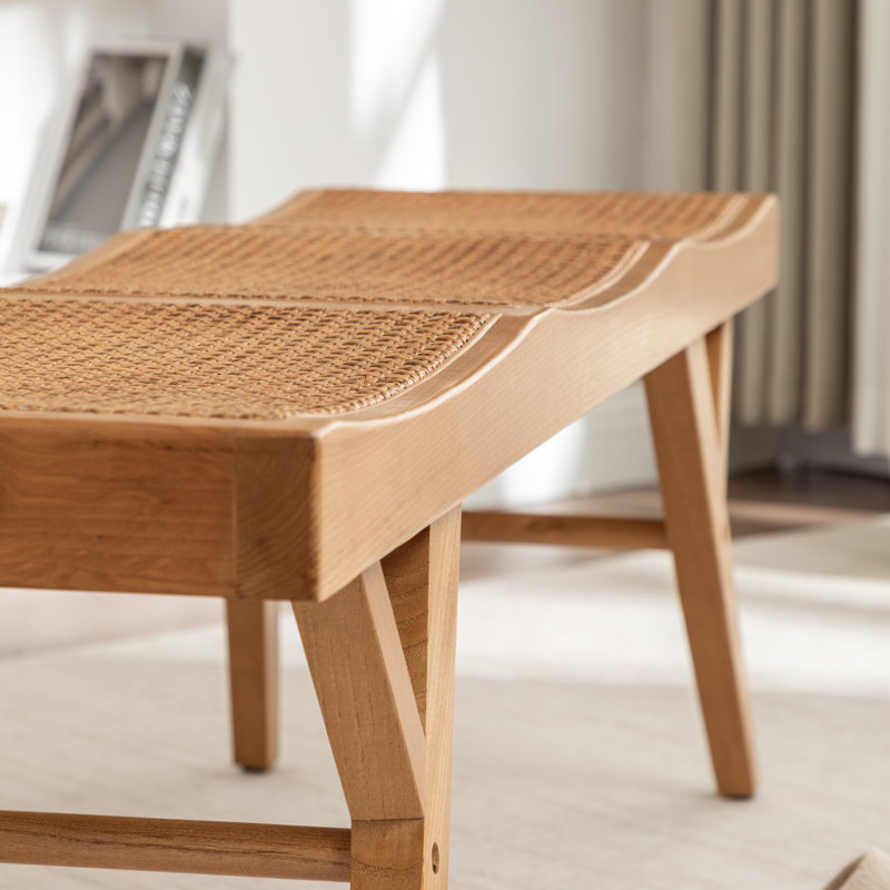 Banc en bois massif et canne Brylynn, Brun