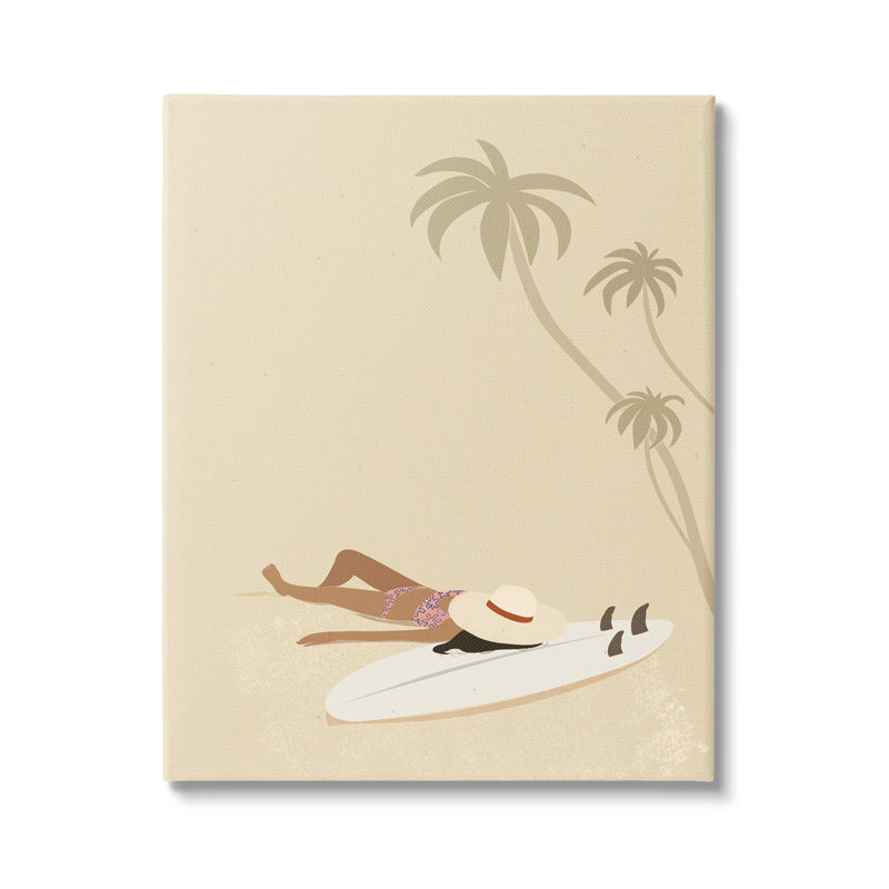 «Au-482», toile «Summer Sunbathing Girl» sur toile par Birch & Ink, impression, H 20 po x l 16 po x P 1,5 po
