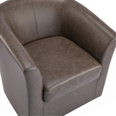 Fauteuil demi-tonneau pivotant en similicuir
