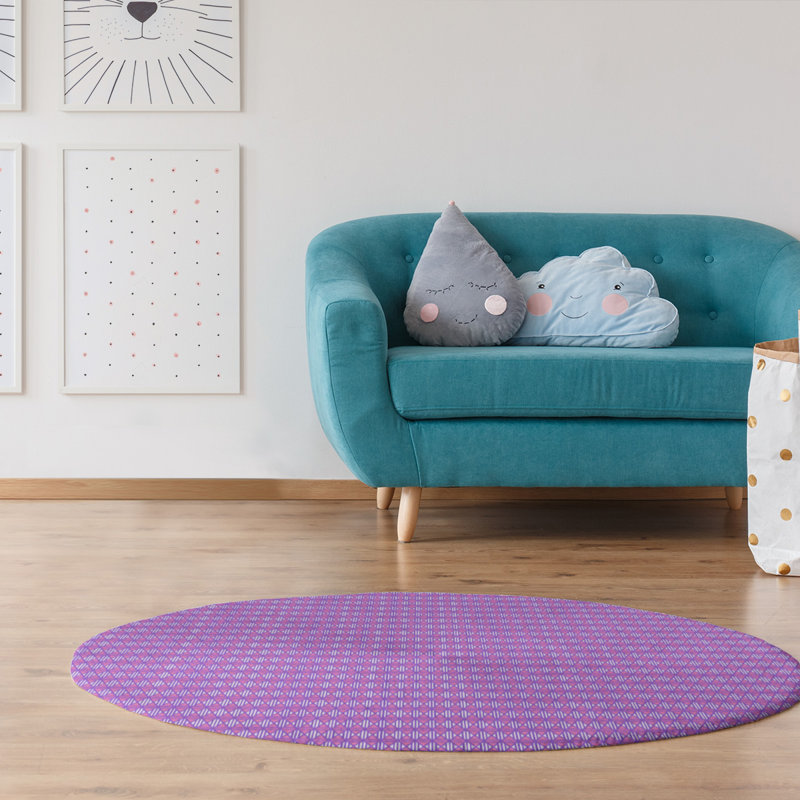 Tapis de carreau mauve, Rond 5 pi