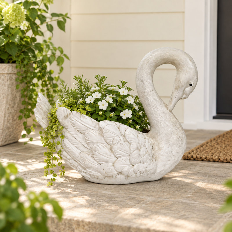 Jardinière de jardin vintage Cygne blanc