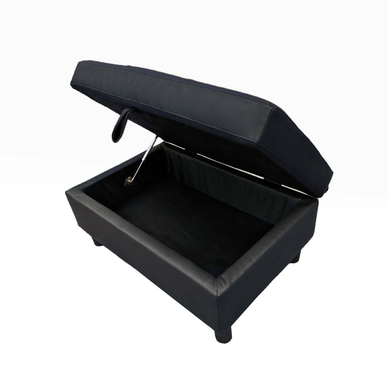 Ensemble de canapé modulaire, repose-pieds en similicuir avec rangement gratuit, Similicuir noir