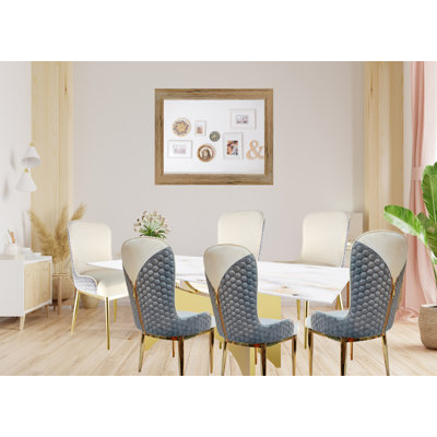 Ensemble de table de salle à manger 80 pouces pour 6 avec base en acier inoxydable et chaises de 37 po B & s Lighting Inc