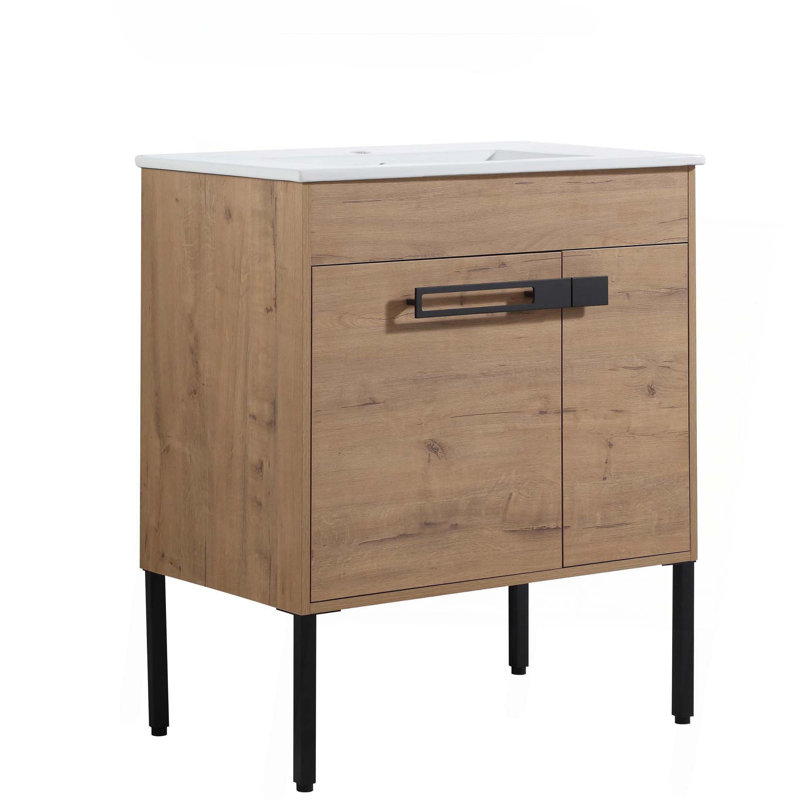 Freestanding Bathroom Vanity or Floating is Optional Conversion, Imitative Oak
