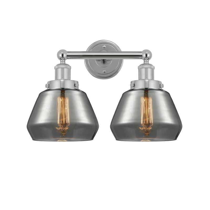 Éclairage pour salle de bain à 2 lumières à intensité variable Rivka, Plaqué couleur fumée, Chrome poli