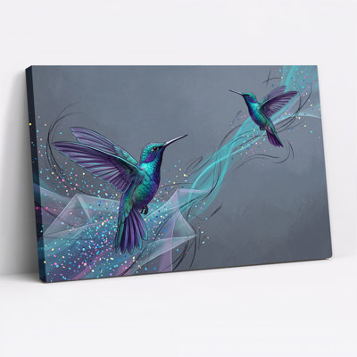 Art mural bleu sarcelle et mauve avec tourbillons abstraits et toile