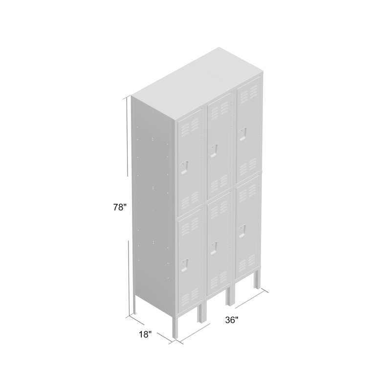 Casier Premium à 2 sections - Rang 6, Assemblé, H 78 po x l 36 po x P 18 po, Gris clair