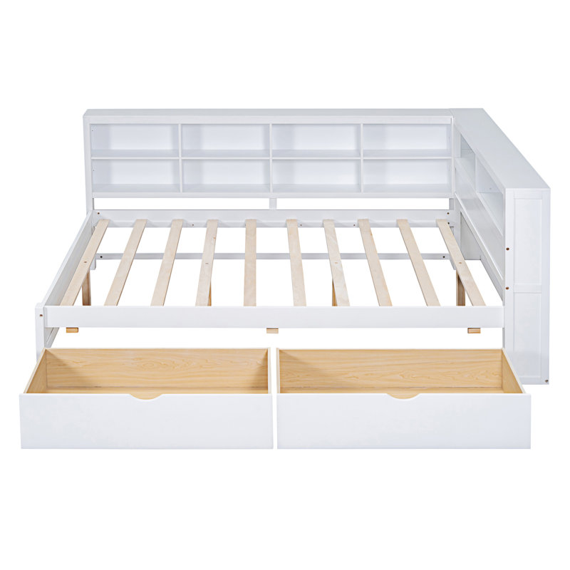Wooden Daybed With 2 Drawers, Full, White