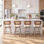Tabouret de comptoir pivotant de style moderne Mid-Century de 26,2 po Anandi avec dossier en rotin de canne et structure en bois massif-138097258