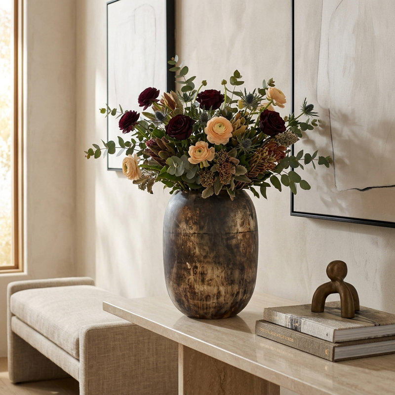 Modern Transitional Glass Vase with Sleek Handcrafted Design and Artistic Contemporary Detailing, 18"