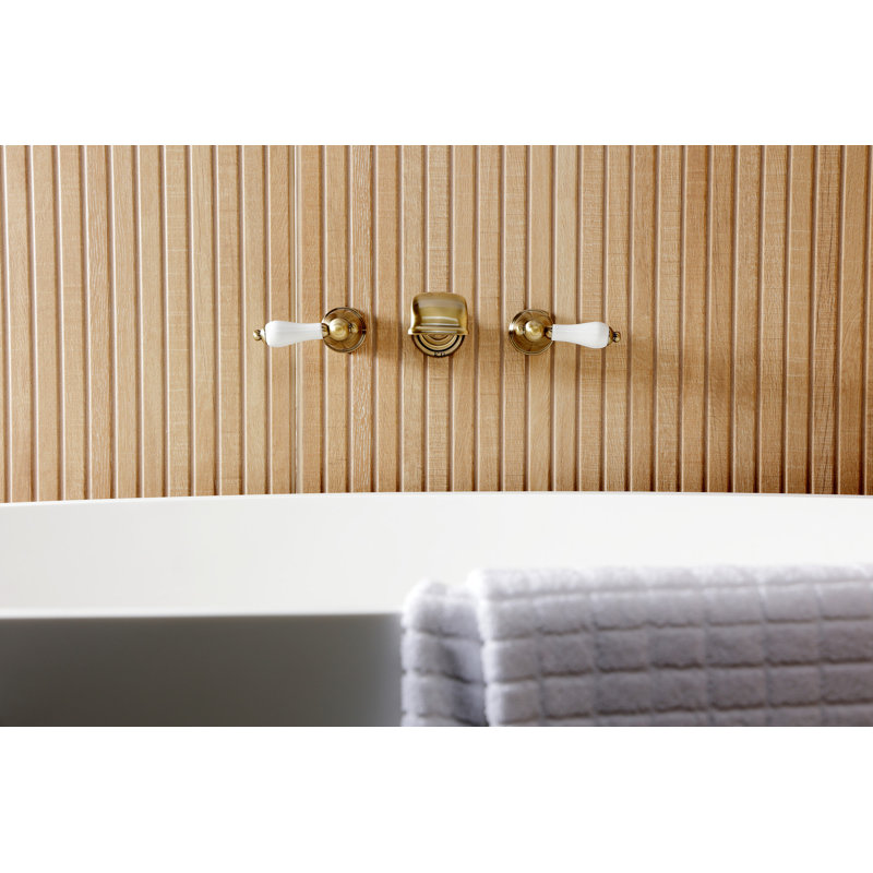 Kingston Brass Two-Handle 3-Hole Wall Mount Roman Tub Faucet, Lever, Antique Brass