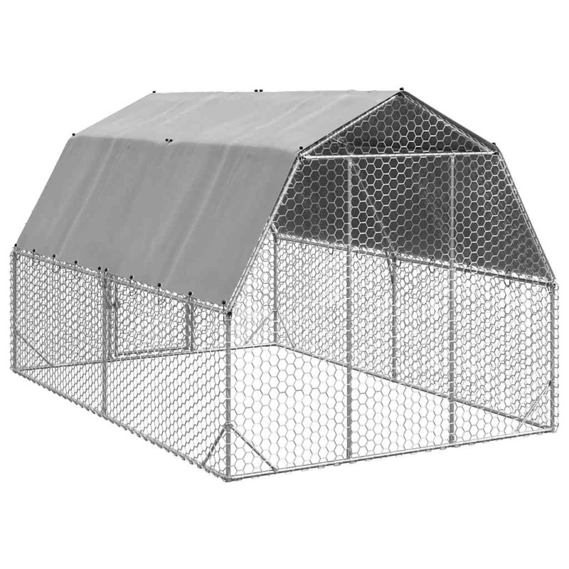  Poulailler argenté, acier galvanisé vert, PE grand durable
