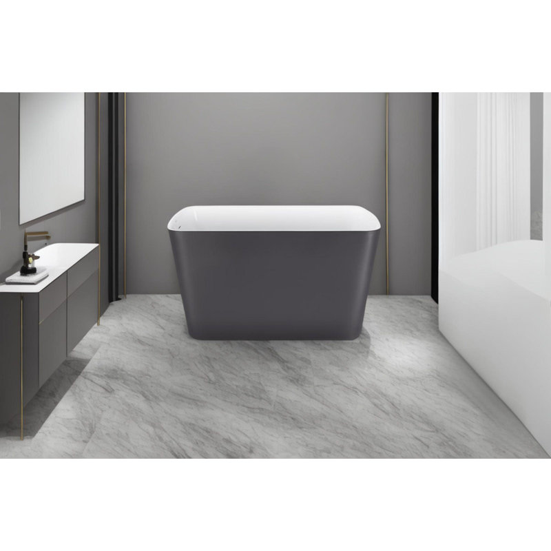47'' X 27.3'' Acrylic Freestanding Soaking Bathtub Sit-in Design, Black