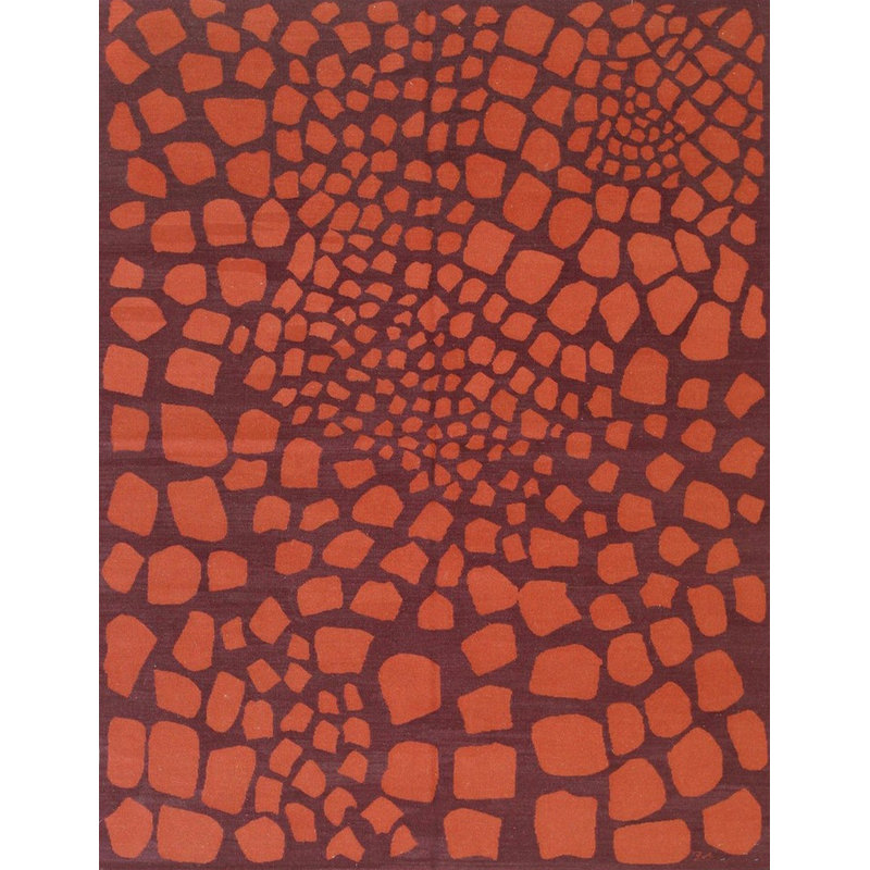 Tapis orange en laine tissé à plat Dwendolyn