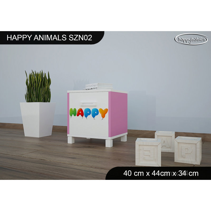 Nightstand, White/Pink