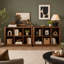 Bibliothèque de rangement 6 cubes, tablette horizontale de 40 po de large avec bord courbé, organisateur de plancher en bois à 2 niveaux pour la maison et le bureau, noyer