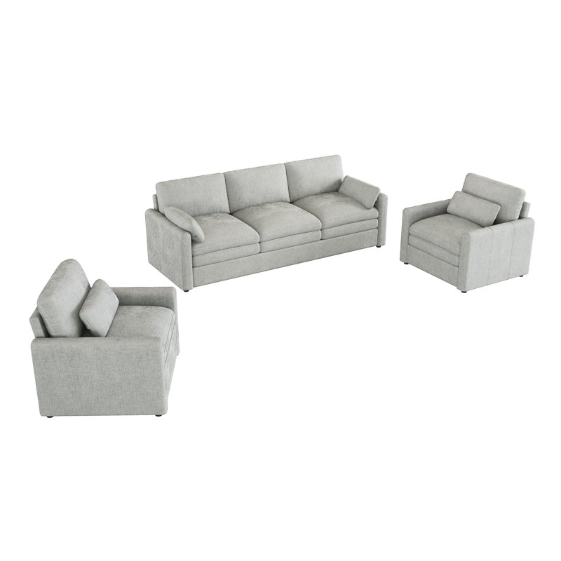 Ensemble de canapé rembourré Cozy, Gris clair
