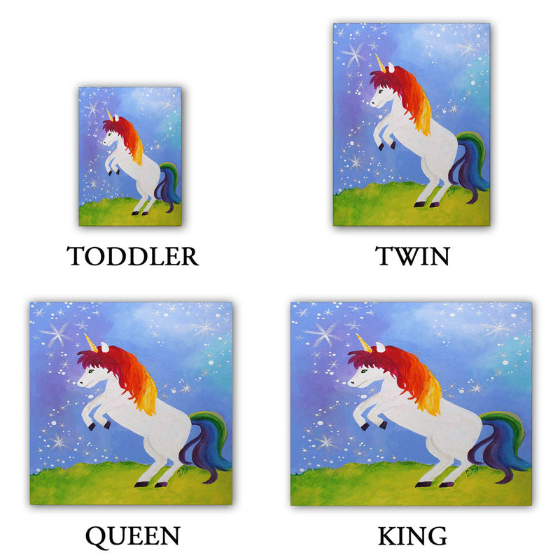  Housses de couette en microfibre nJoy Art Rainbow Unicorn II, Simple