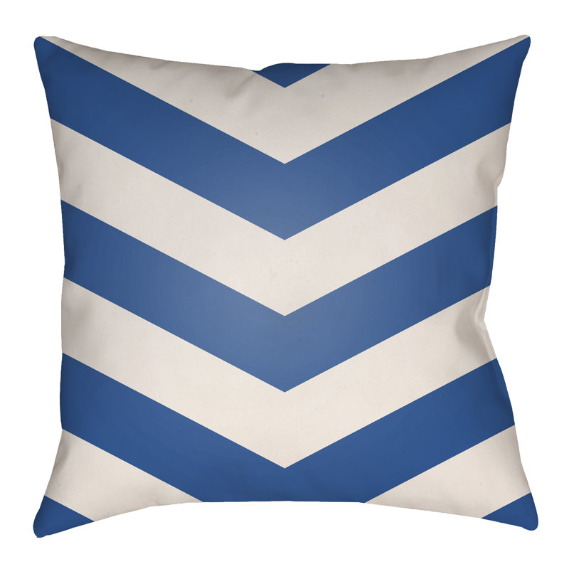 Litchfield Chevon Geometric Outdoor Reversible Throw Pillow, 16"H x 16"W, Royal Blue/Ivory