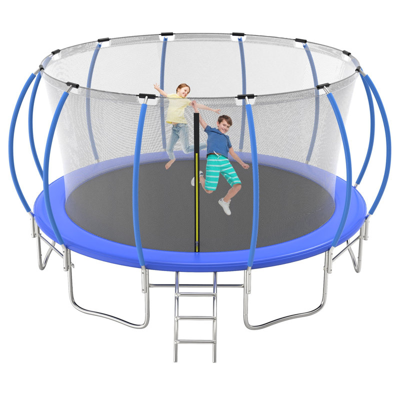 Trampoline pour adultes et enfants, trampoline avec enclos, trampoline récréatif avec échelle, capacité de trampoline robuste pour 8 à 9 enfants