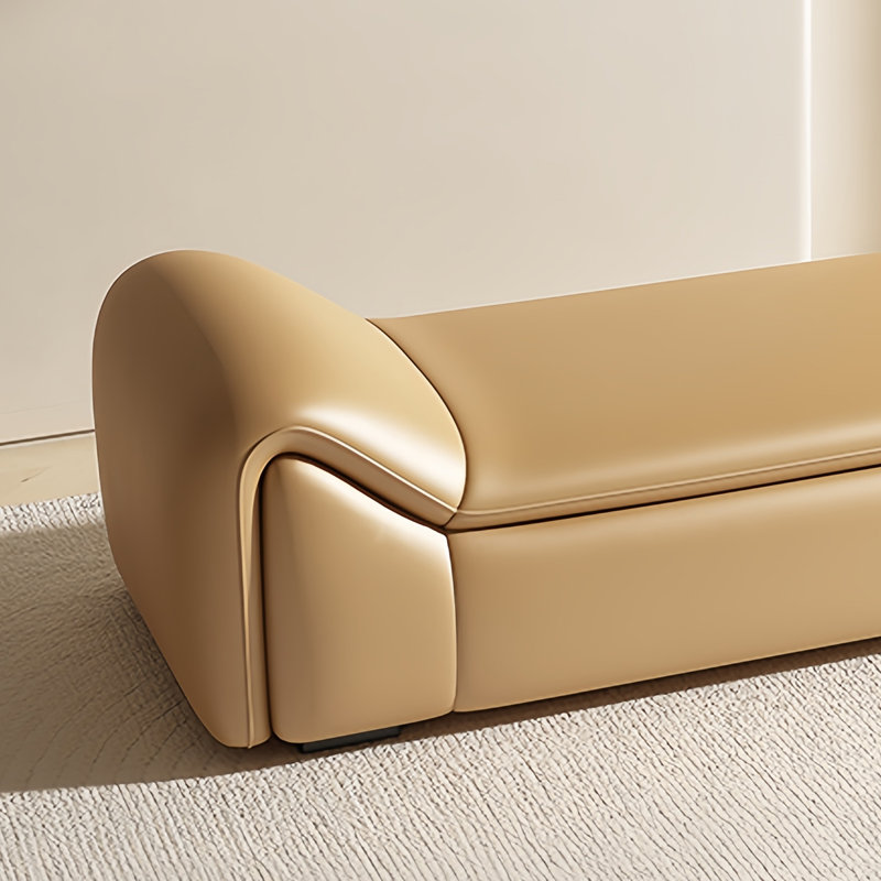 Banc rembourré en cuir Jemere, Orange, H 20,47 po x l 68,89 po x P 19,68 po