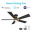 Ventilateur de plafond intelligent de 52 pouces avec télécommande Ascender, ensemble d'éclairage inclus, fonctionne avec l'assistant Google, Amazon Alexa et les raccourcis Siri.-1056054121-1056054127-1056054115