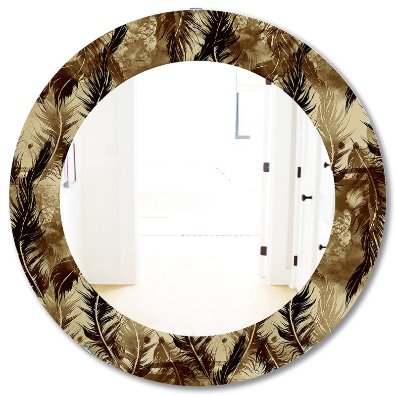 Plumes 15 - Miroir bohémien et éclectique, H 31,5 po x l po