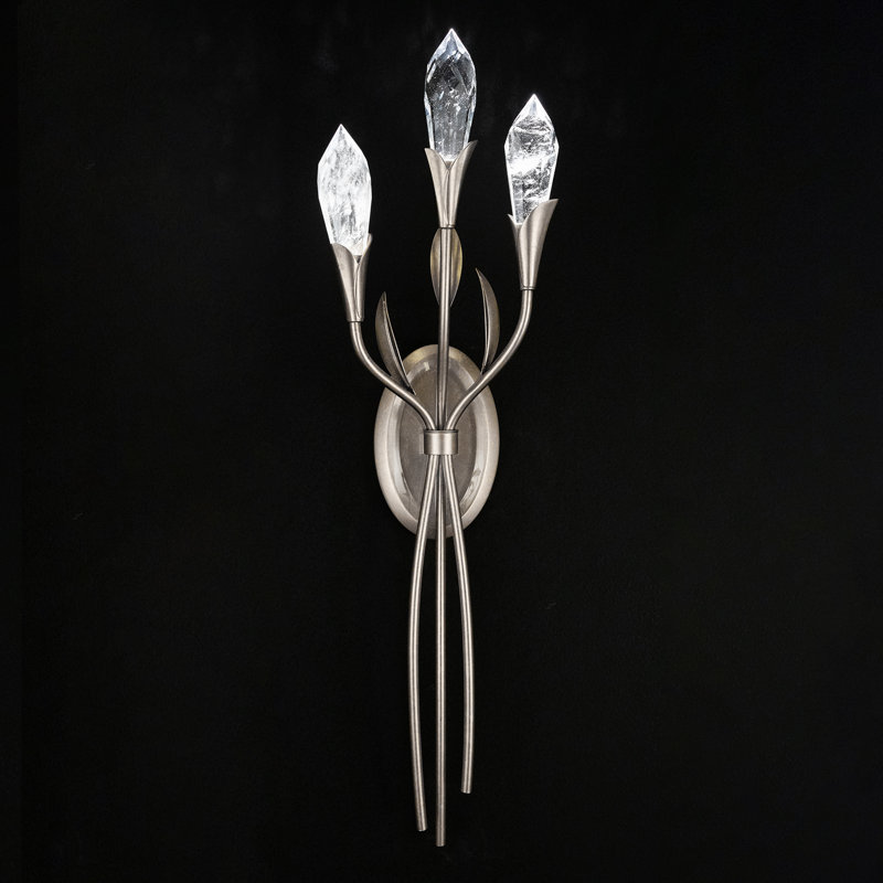 3 - Light Dimmable French Gold Armed Sconce, Antique Silver