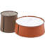 Table basse 31,5 pouces avec aspect marbre et cuir de selle orange, plateau en fer