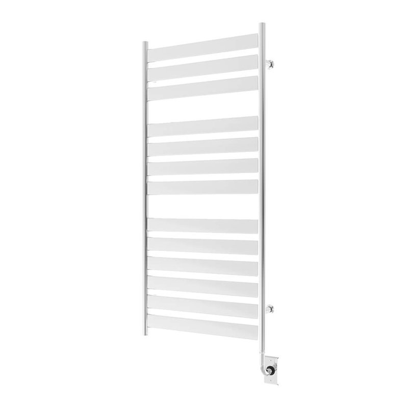 Chauffe-serviettes électrique mural câblé 23,5 po x 51 po Romano - Chrome, rempli de liquide, comprend un interrupteur intelligent programmable, garantie à vie