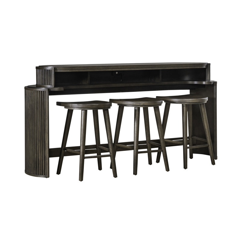 Jefrin 4 Piece Console Bar Table Set w/ Stools & Charging Station